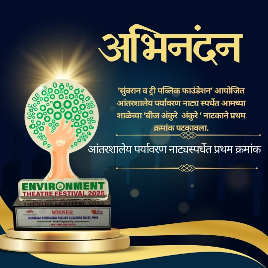 सुंबरान व ट्री पब्लिक फाउंडेशन आयोजित आंतरशालेय पर्यावरण नाट्यस्पर्धेत प्रथम क्रमांक